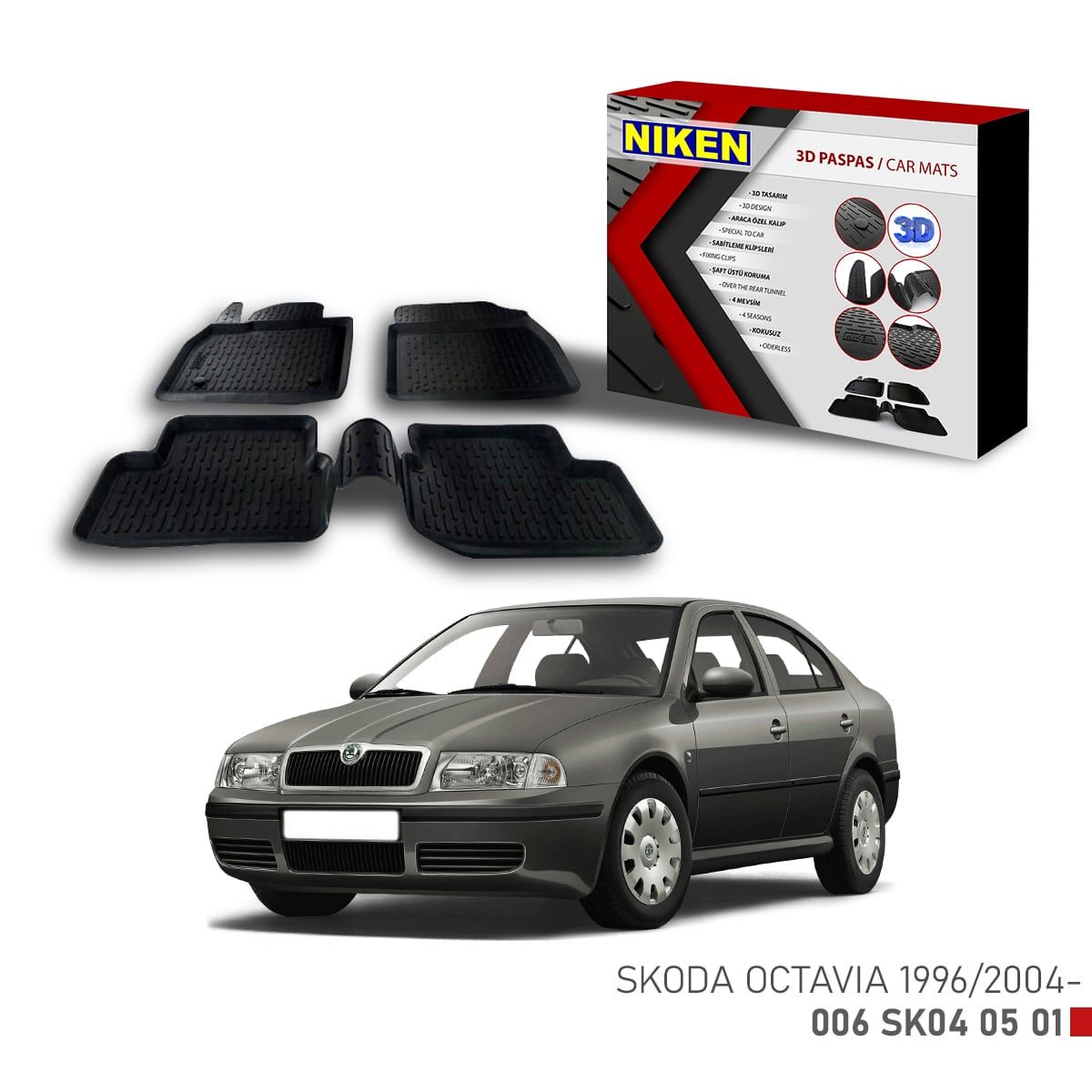 Skoda Octavia 1996-2004 için Uyumlu 3D Paspas