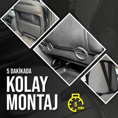 Dacia Nova Uyumlu Koltuk Kılıfı Minder Çizgili Siyah Mavi 2+1 Ön Arka Set