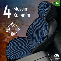 Ds 3 Uyumlu Koltuk Kılıfı Minder Çizgili Siyah Mavi 2+1 Ön Arka Set