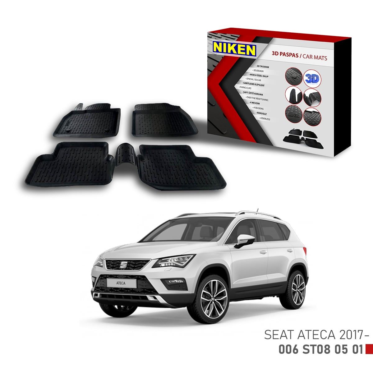 Seat Ateca -2017 için Uyumlu 3D Paspas