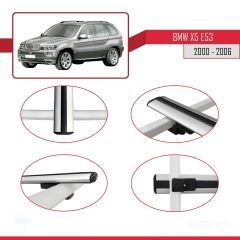 BMW X5 (E53) 2000-2006 Arası ile uyumlu Basic Model Ara Atkı Tavan Barı GRİ 3 ADET