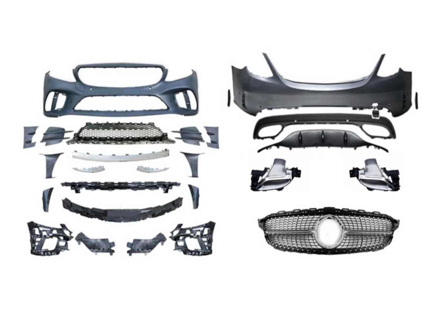 Mercedes W205 Uyumlu C Serisi Makyajlı Amg Oem Tampon Seti ( Oem Amg Dönüşüm )