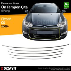 Citroen C5 Uyumlu Krom Ön Tampon Çıtası 5 Parça 2008 Üzeri