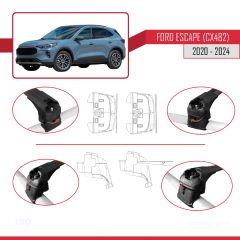 Ford ESCAPE (CX482) 2020 ve Sonrası ile uyumlu ACE-2 Ara Atkı Tavan Barı SİYAH