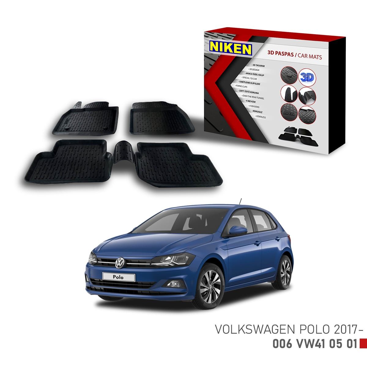 Vw Polo -2017 için Uyumlu 3D Paspas