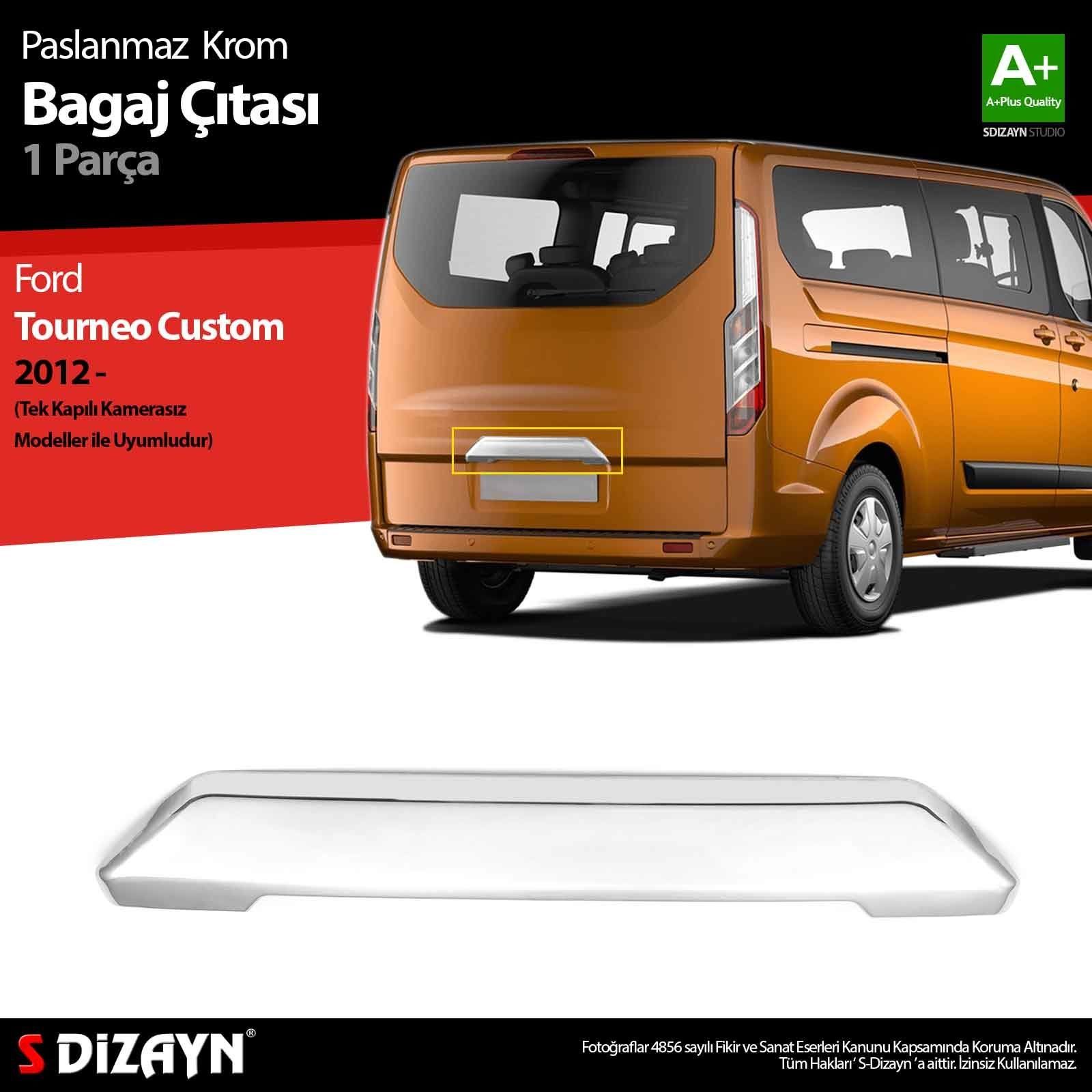 Ford Tourneo Uyumlu Custom Krom Bagaj Çıtası 2012 Üzeri (Kamerasız) Parça