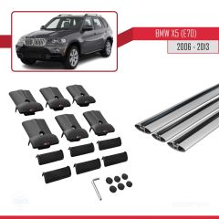 BMW X5 (E70) 2006-2013 Arası ile Uyumlu FLY Model Ara Atkı Tavan Barı GRİ 3 ADET BAR