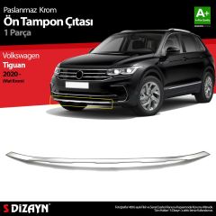 Volkswagen Tiguan Uyumlu Krom Ön Tampon Çıtası 2020 Üzeri (Mat Krom)