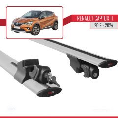 Renault Captur II 2019 ve Sonrası ile Uyumlu HOOK Model Anahtar Kilitli Ara Atkı Tavan Barı GRİ