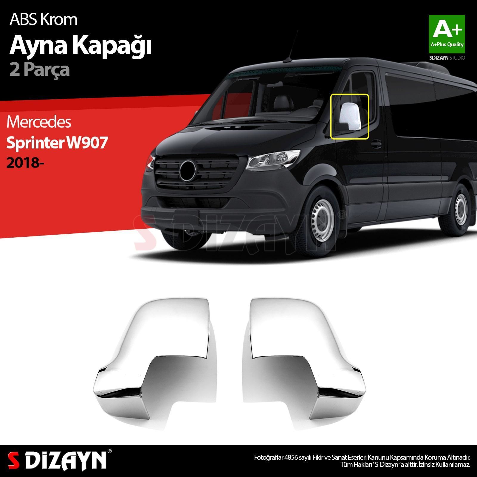 Mercedes Sprinter Uyumlu W907 ABS Krom Ayna Kapağı 2 Parça. 2018 Üzeri Parça