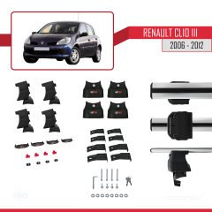 Renault Clio III 2006-2012 Arası ile uyumlu ACE-4 Ara Atkı Tavan Barı GRİ