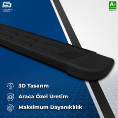 S-Dizayn Ford Tourneo Custom Kısa Şase S-Plus Siyah Yan Basamak 203 Cm 2012-2023