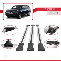 Kia Sorento 2010-2014 Arası ile Uyumlu FLY Model Ara Atkı Tavan Barı GRİ 3 ADET BAR