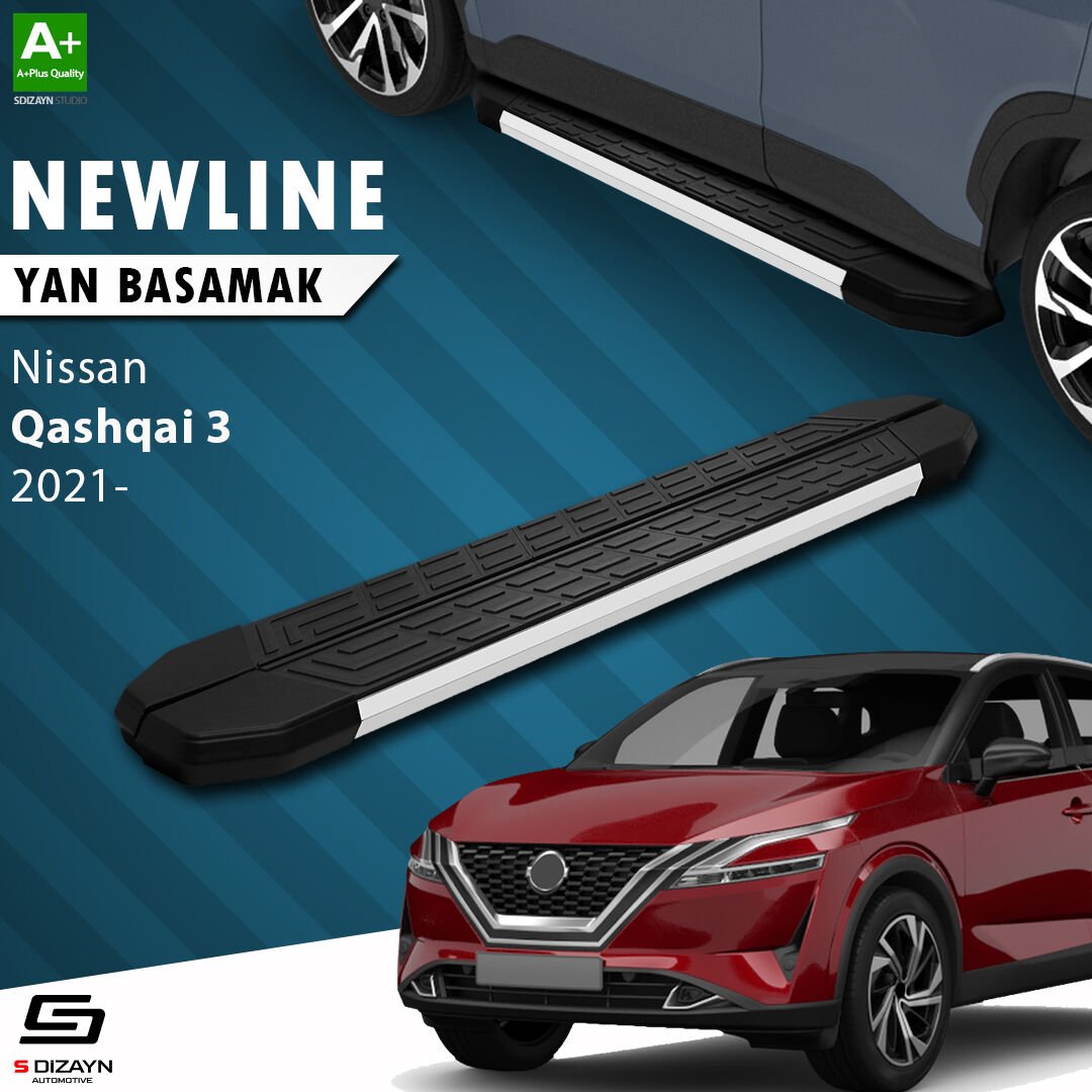 S-Dizayn Nissan Qashqai 3 NewLine Aluminyum Yan Basamak 173 Cm 2021 Üzeri A+ Kalite