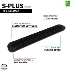 S-Dizayn Mercedes X-Class S-Plus Siyah Yan Basamak 203 Cm 2018-2020