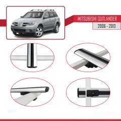 Mitsubishi Outlander 2006-2013 Arası ile uyumlu Basic Model Ara Atkı Tavan Barı GRİ 3 ADET