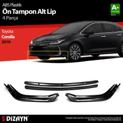 Toyota Corolla Uyumlu ABS Plastik Ön Tampon Alt Lip Siyah Ekli 4 Parça. 2019 Üzeri A+Kalite Parça