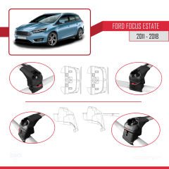 Ford Focus ESTATE (C346) 2011-2018 Arası ile uyumlu ACE-2 Ara Atkı Tavan Barı GRİ