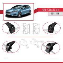 Ford Focus ESTATE (C346) 2011-2018 Arası ile uyumlu ACE-2 Ara Atkı Tavan Barı SİYAH