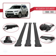 Mitsubishi Outlander 2008-2013 Arası ile Uyumlu FLY Model Ara Atkı Tavan Barı SİYAH 3 ADET BAR