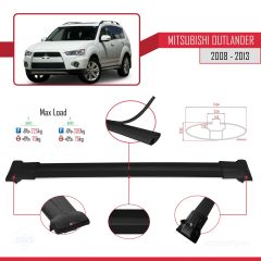 Mitsubishi Outlander 2008-2013 Arası ile Uyumlu FLY Model Ara Atkı Tavan Barı SİYAH 3 ADET BAR