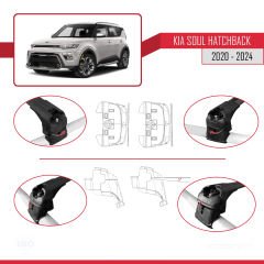 Kia Soul (SK3) 2020 ve Sonrası ile uyumlu ACE-2 Ara Atkı Tavan Barı SİYAH