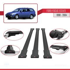 Ford Focus Estate C170 1998-2004 Arası ile uyumlu FLY Model Ara Atkı Tavan Barı SİYAH 3 ADET BAR