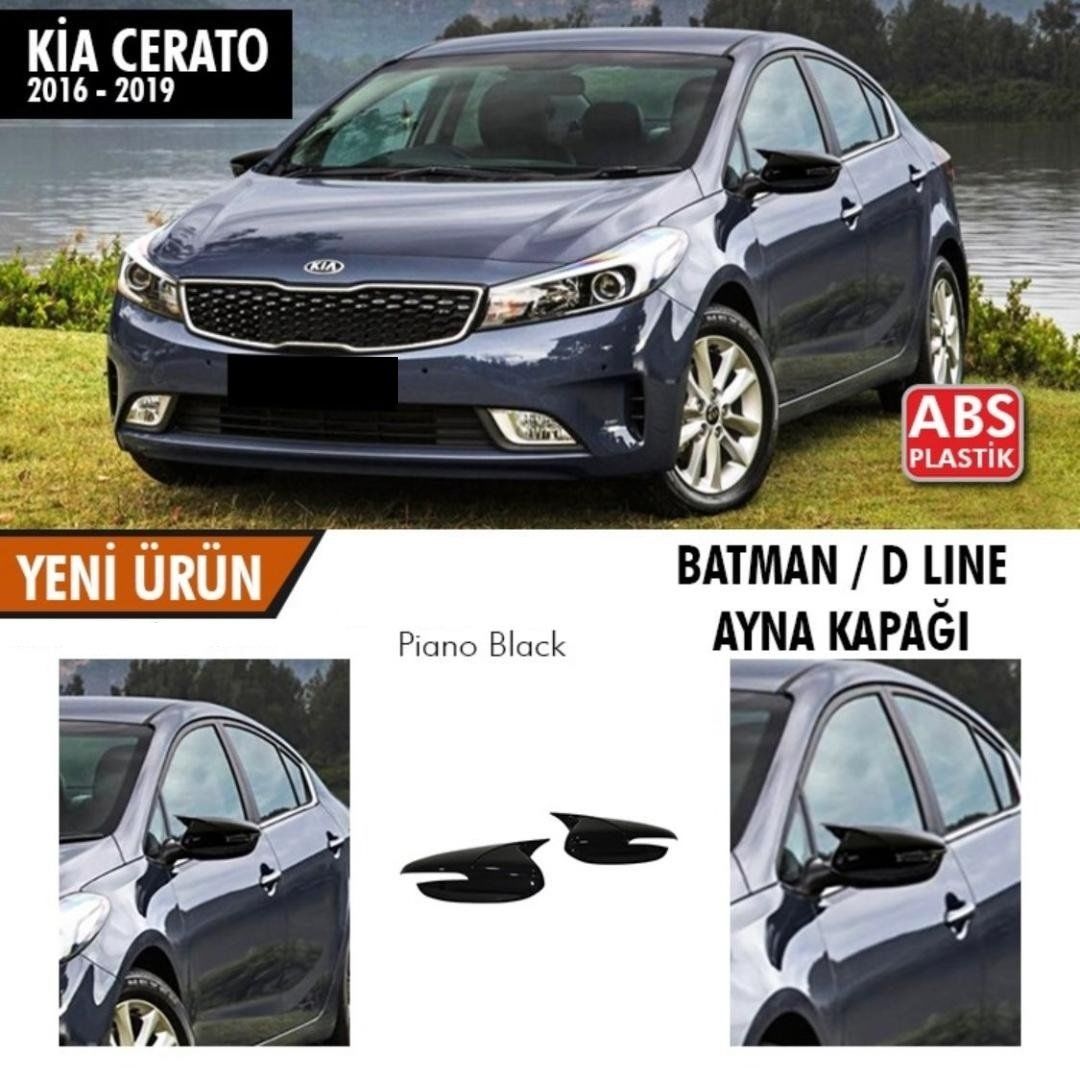 Kia Cerato Uyumlu (2016-2019) Batman Yarasa Ayna Kapağı (Parlak Siyah)