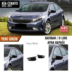 Kia Cerato Uyumlu (2016-2019) Batman Yarasa Ayna Kapağı (Parlak Siyah)