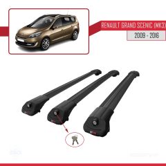 Renault Grand Scenic (Mk3) 2009-2016 Arası ile uyumlu ACE-1 Ara Atkı Tavan Barı SİYAH 3 ADET BAR