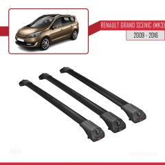 Renault Grand Scenic (Mk3) 2009-2016 Arası ile uyumlu ACE-1 Ara Atkı Tavan Barı SİYAH 3 ADET BAR