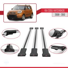 Kia Soul Hatchback 2009-2013 Arası ile uyumlu FLY Model Ara Atkı Tavan Barı GRİ 3 ADET BAR