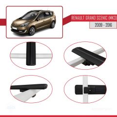 Renault Grand Scenic (Mk3) 2009-2016 Arası ile uyumlu Basic Model Ara Atkı Tavan Barı SİYAH 3 ADET