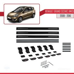 Renault Grand Scenic (Mk3) 2009-2016 Arası ile uyumlu Basic Model Ara Atkı Tavan Barı SİYAH 3 ADET