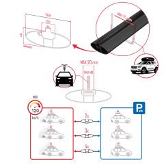 Toyota Land Cruiser Prado (J125) 2007-2009 Arası ile uyumlu ACE-1 Ara Atkı Tavan Barı SİYAH