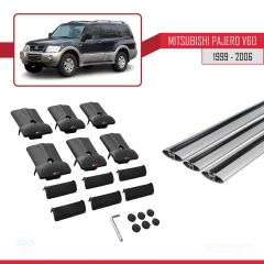 Mitsubishi Pajero (V60) 5 Kapı 1999-2006 Arası ile Uyumlu FLY Model Ara Atkı Tavan Barı GRİ 3 ADET BAR