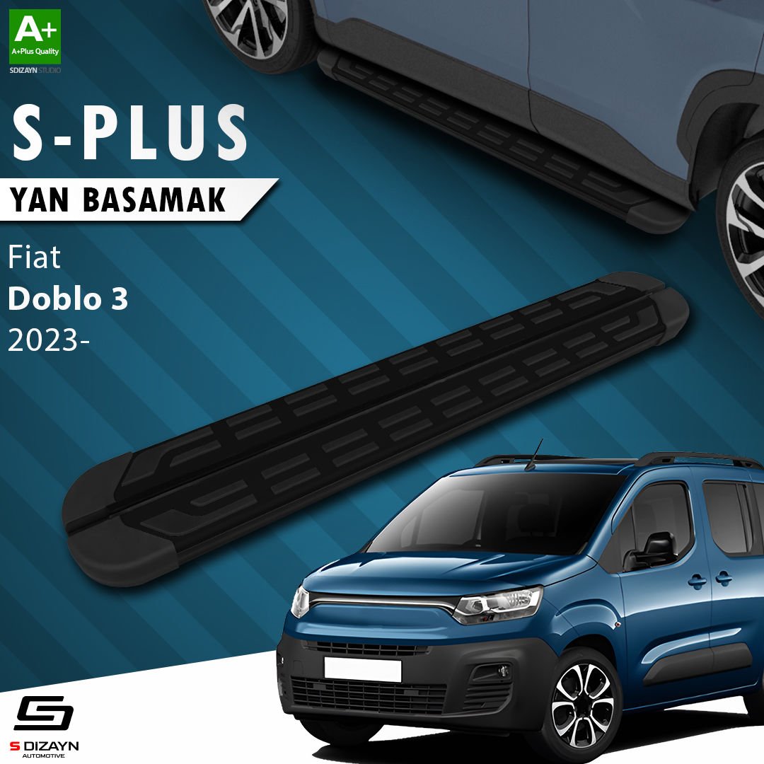 S-Dizayn Fiat Doblo 3 S-Plus Siyah Yan Basamak 203 Cm 2023 Üzeri