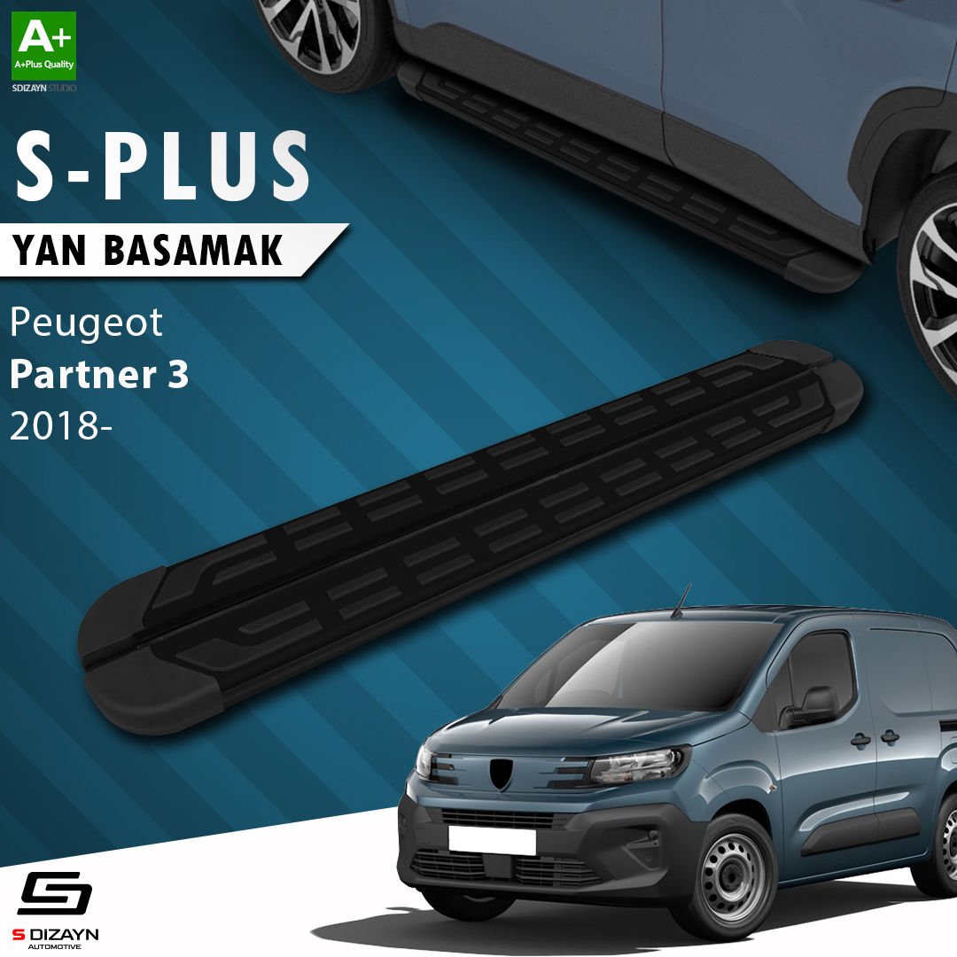 S-Dizayn Peugeot Partner 3 S-Plus Siyah Yan Basamak 203 Cm 2018 Üzeri