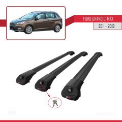 Ford Grand C-Max 2011-2019 Arası ile uyumlu ACE-1 Ara Atkı Tavan Barı SİYAH 3 ADET BAR