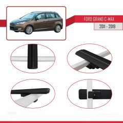 Ford Grand C-Max 2011-2019 Arası ile uyumlu Basic Model Ara Atkı Tavan Barı SİYAH 3 ADET