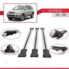 Kia Sportage 2004-2009 Arası ile Uyumlu FLY Model Ara Atkı Tavan Barı GRİ 3 ADET BAR