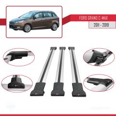 Ford Grand C-Max 2011-2019 Arası ile Uyumlu FLY Model Ara Atkı Tavan Barı GRİ 3 ADET BAR