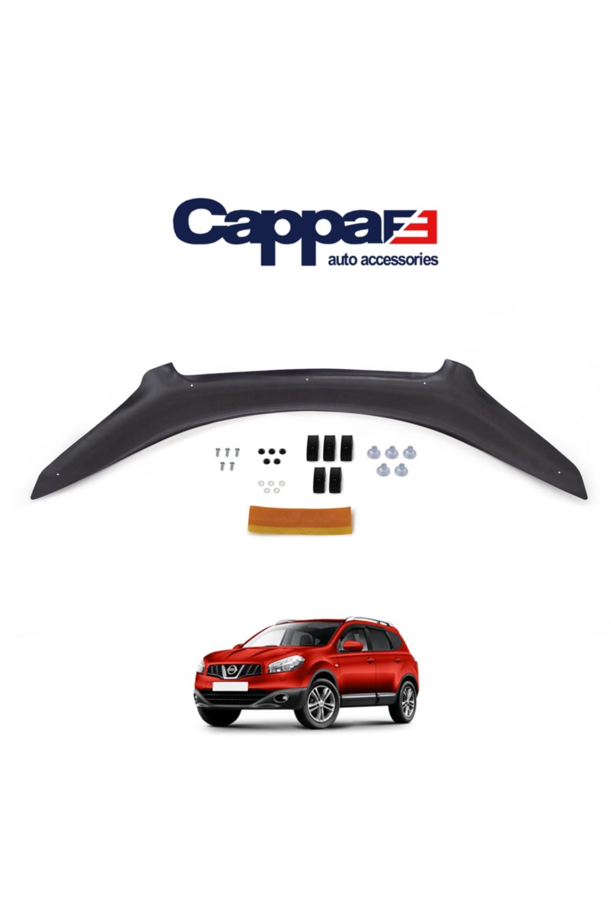 Cappafe Nissan Qashqai Ön Kaput Koruyucu Rüzgarlığı 4mm Akrilik (abs) Piano Black 2010-2013