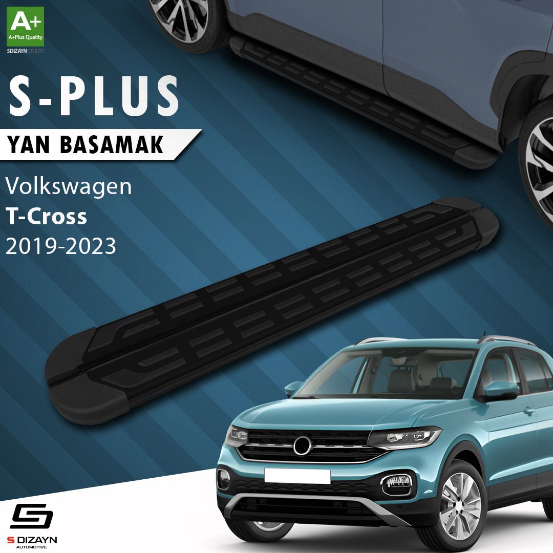 S-Dizayn VW T-Cross S-Plus Siyah Yan Basamak 173 Cm Etekli 2019-2023