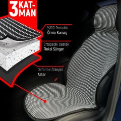 Audi A2 Uyumlu Koltuk Kılıfı Minder Çizgili Füme Beyaz 2+1 Ön Arka Set