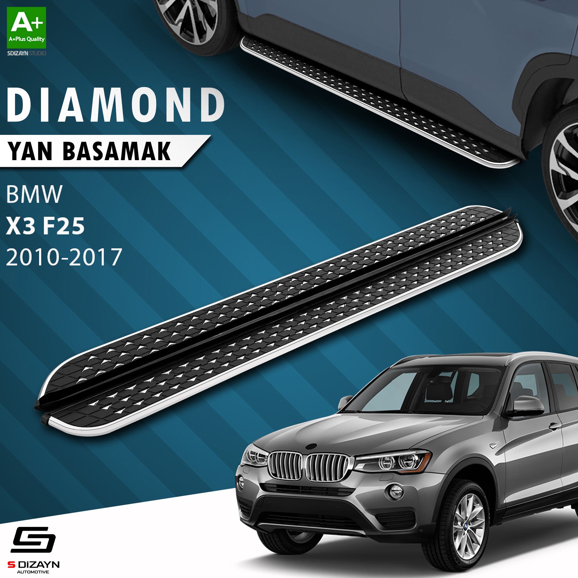 S-Dizayn Bmw X3 F25 Diamond Krom Yan Basamak 193 Cm 2010-2017