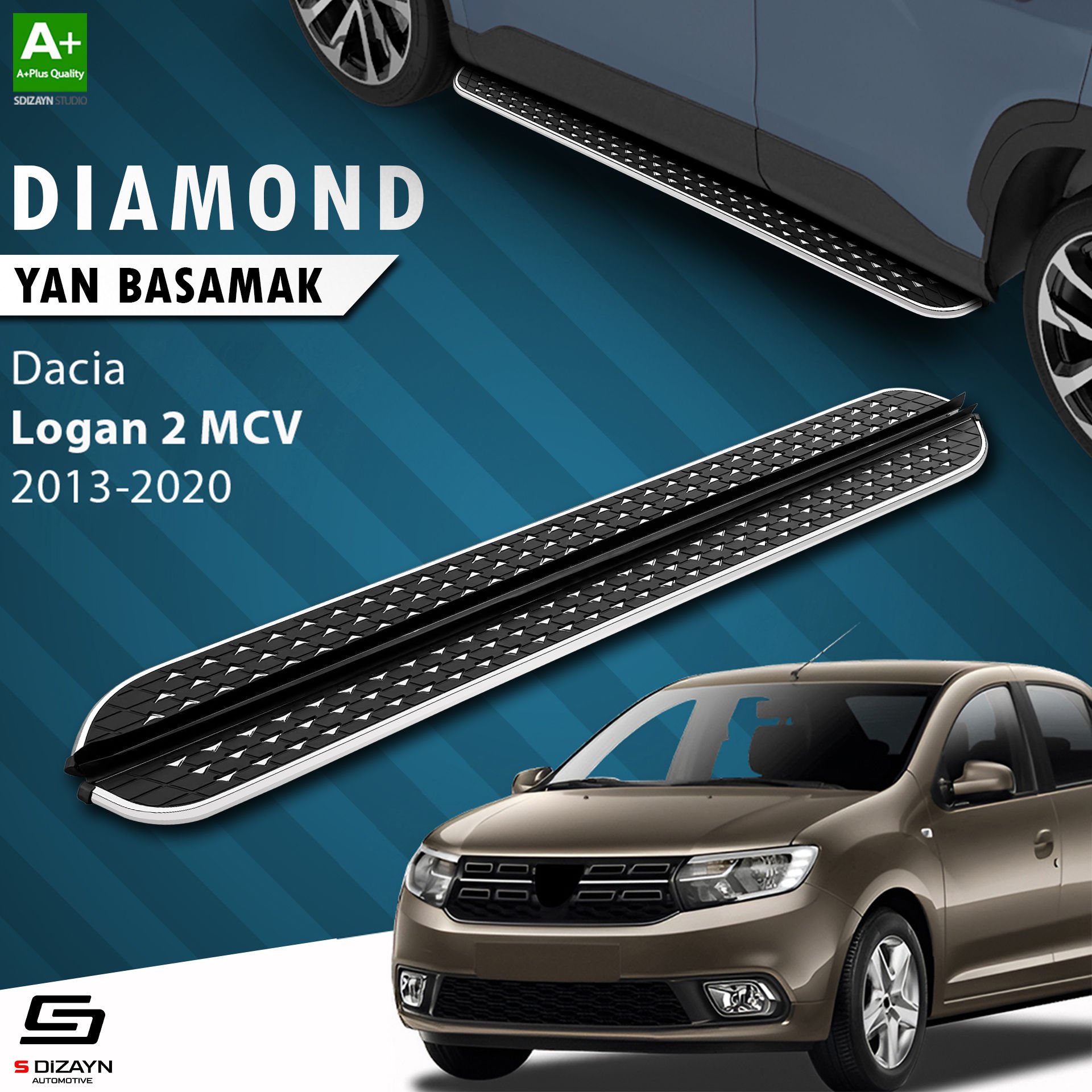 S-Dizayn Dacia Logan 2 MCV Diamond Krom Yan Basamak 183 Cm 2013-2020