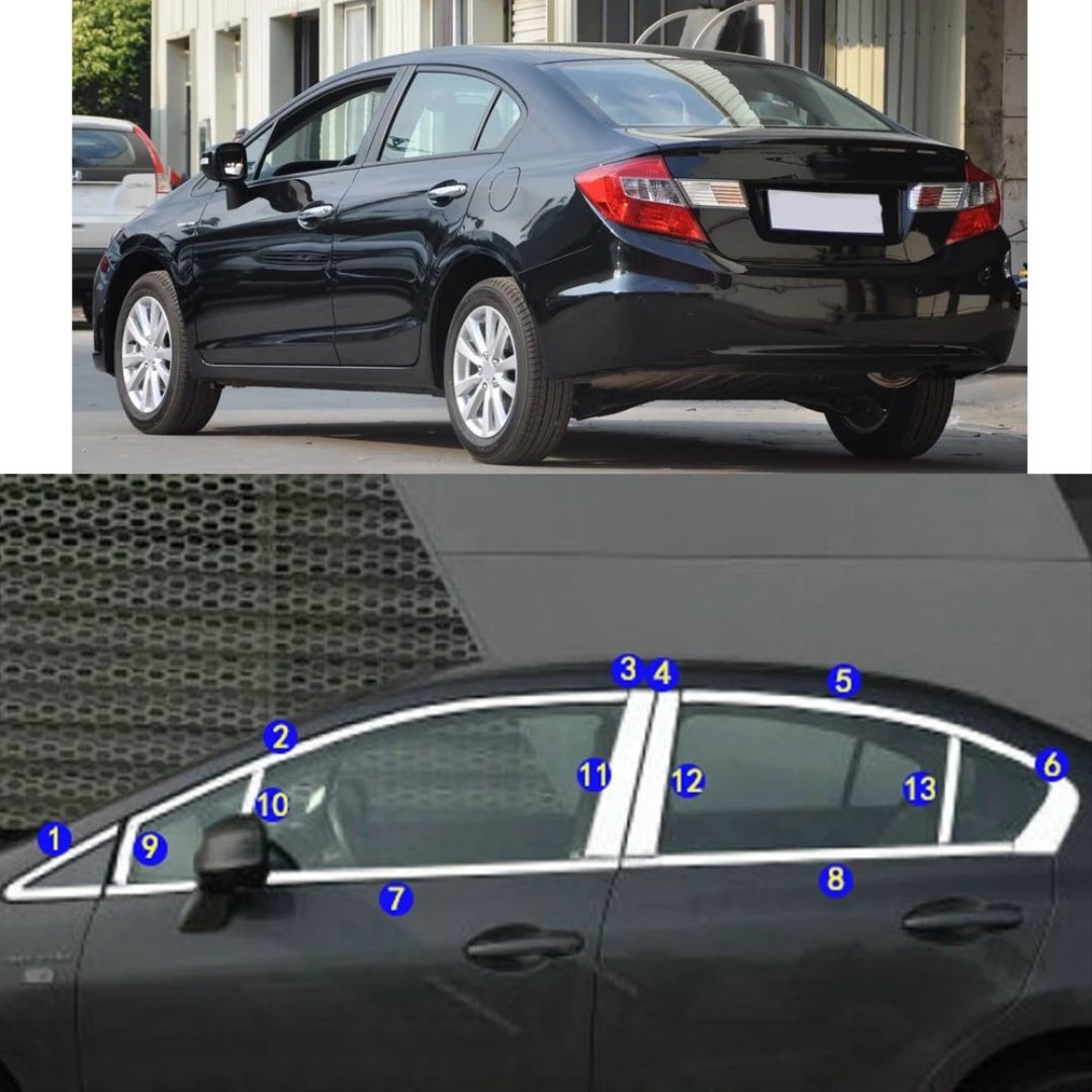 Honda Civic Uyumlu Fb7 2012-2015 Cam Çıtası Nikelaj Tam Tur