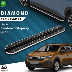 S-Dizayn Dacia Sandero 3 Stepway Diamond Krom Yan Basamak 183 Cm 2020 Üzeri