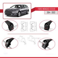 Ford Mondeo (CD391) 2014-2022 Arası ile uyumlu ACE-2 Ara Atkı Tavan Barı SİYAH